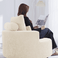 thumbnail image 6 of Fumahaus Upholstered Swivel Accent Chair, Oversized Comfy Round Sofa Chair with Two Pillows, Leisure Sofa Chair for Living Room Bedroom, Beige, 6 of 12