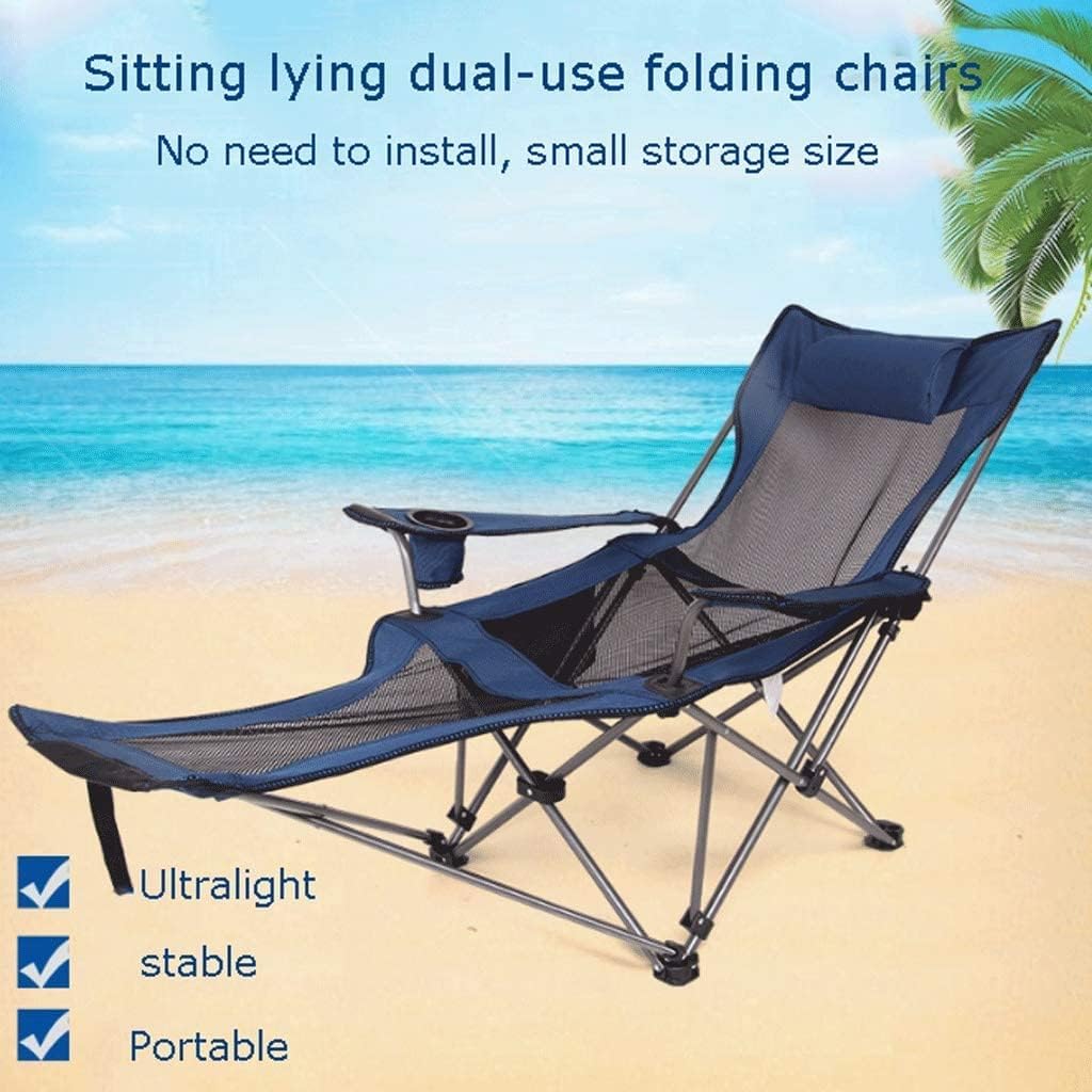 GVDV Portable Camping Lounge Chair with Footrest, Fully Cushioned Seat ...