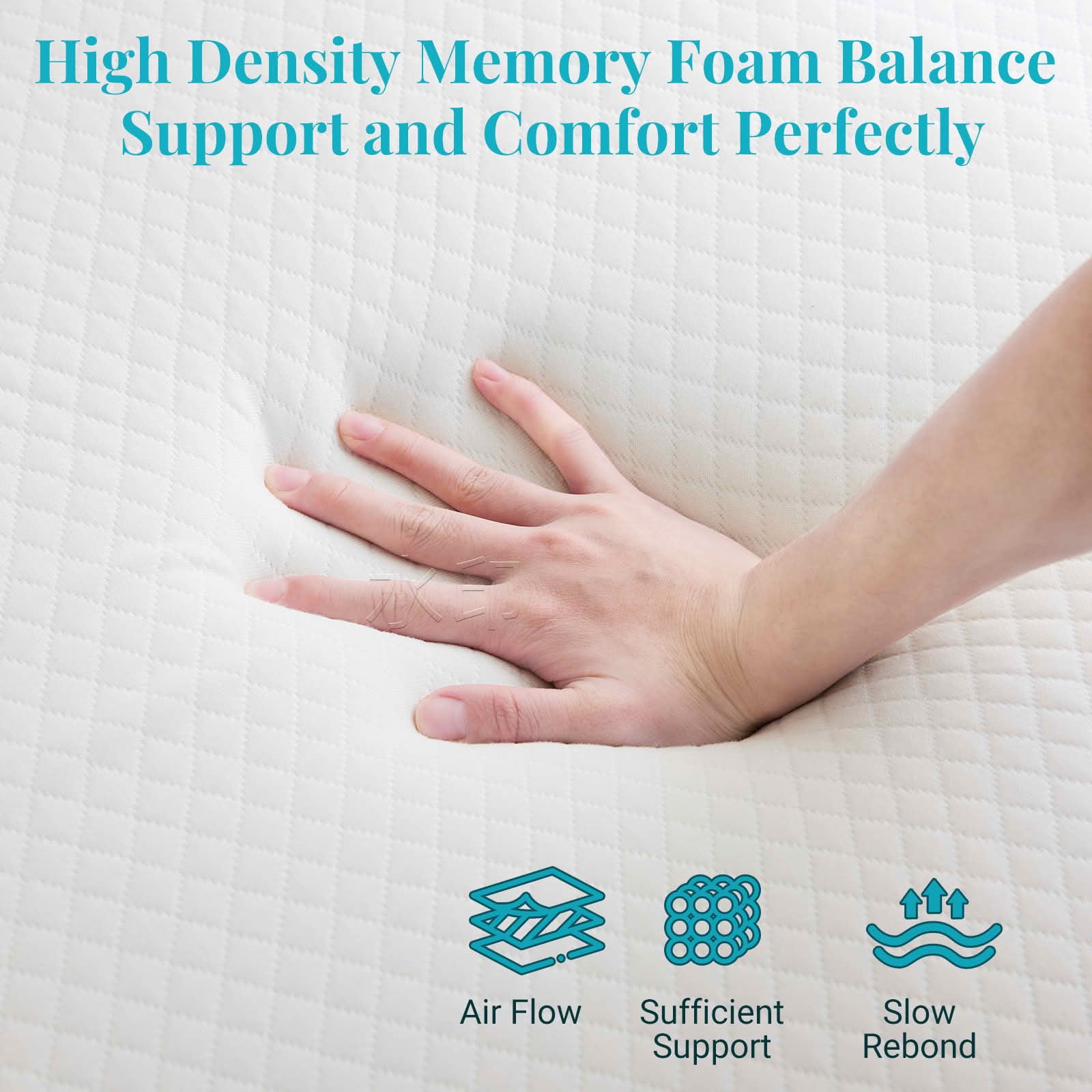MAYEERTY Gel Memory Foam Mattress, Detachable Soft Cover Cool Support, White