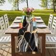 thumbnail image 4 of Black Marble Table Runner 120 Inches Long,Grey Gold Texture Vintage Farmhouse Art Cotton Linen Table Runners Dresser Scarves,Fabric Tabletop Scarf Furniture Cover for Home Dinner Party 13"x120", 4 of 9