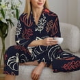 thumbnail image 4 of Goofa Thanksgiving Printed Women’s 2 Piece Pajama Set Super,Pajamas Women's Long Sleeve Sleepwear Soft Button Down Loungewear Pjs Lounge Set Nightwear-Small, 4 of 9