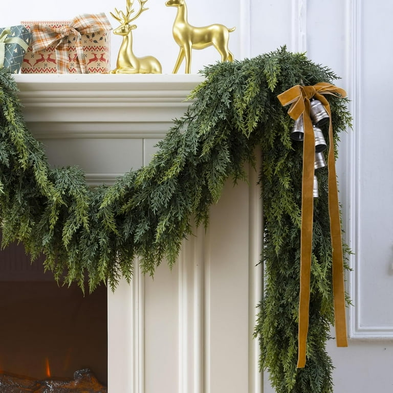 6 FT Real Touch Norfolk Pine Garland Green Artificial Christmas Garland Faux Greenery Garland For Holiday Fireplace Mantle Window Indoor Outdoor Decor (1 PCS