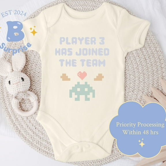 Gamer Girl Onesie, Player 3 Has Joined The Team Bodysuit, Cute Video Game Baby Girl Outfit, Gaming Shirt Cute Baby Onesie, BABY BODYSUIT LAT 4424