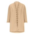 thumbnail image 5 of Wang6 Cardigan Sweaters for Women Causal Open Front Long Sleeve Lightweight Knit Sweater Trendy Fall V Neck Lace Knitted Tops Outerwear Yellow XL, 5 of 6