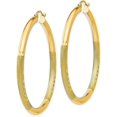 thumbnail image 2 of 14k Yellow Gold Satin and Diamond-cut 3.2mm Round Hoop Earrings - 45mm, 2 of 6