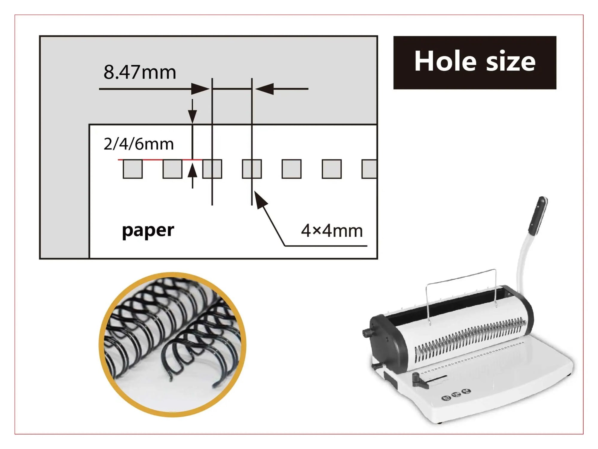 SG-T619 3:1 34 Holes Manual Wire Paper Binding Machine Exercise Book Wire Manual Binding Machine ,Easy to Operate