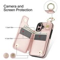 thumbnail image 6 of TECH CIRCLE for iPhone 16 Zipper Pocket Case with Card Holder & Finger Ring, PU Leather Wallet Case Card Slot Magnetic Closure Kickstand Shockproof Protective Women Men Cover,Rosegold, 6 of 8