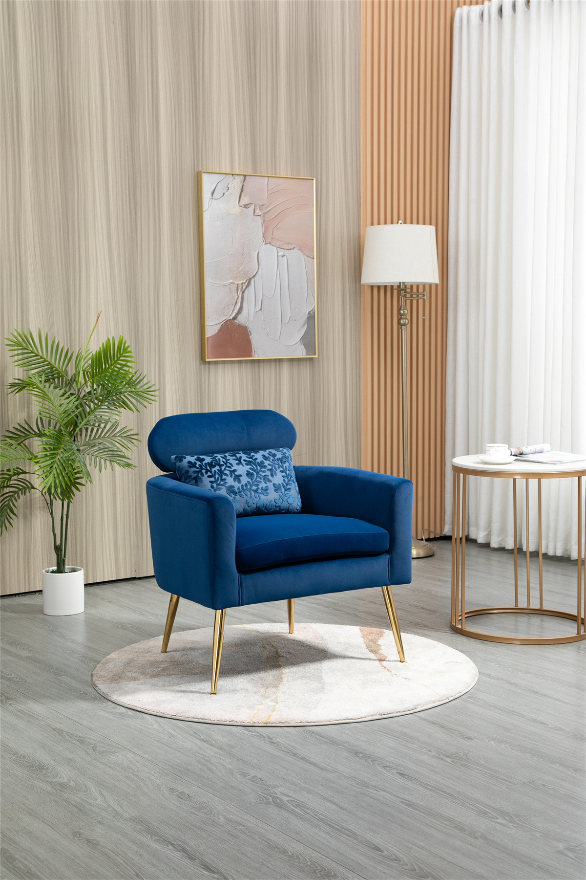 Velvet Single Sofa Chair,Modern Upholstered Armchair Chaise Lounge