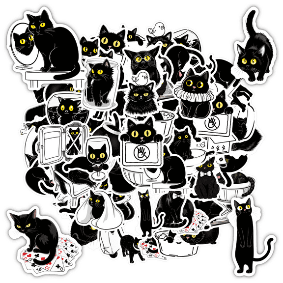 35pcs Cute Stickers Black Cat Stickers Funny Stickers for Laptops Notebooks Suitcases