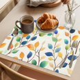 thumbnail image 3 of Colorful Leaf Placemats Set of 2, Spring Summer Botanical Vintage Washable Wipeable Table Mats for Dining Tables, Indoor Outdoor Kitchen Place Mats for Holiday Party Table Decor, 3 of 9