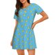 thumbnail image 1 of Balery Duck Swimming Camisón de manga corta con cuello redondo para mujer, cómodo y elegante., 1 of 6