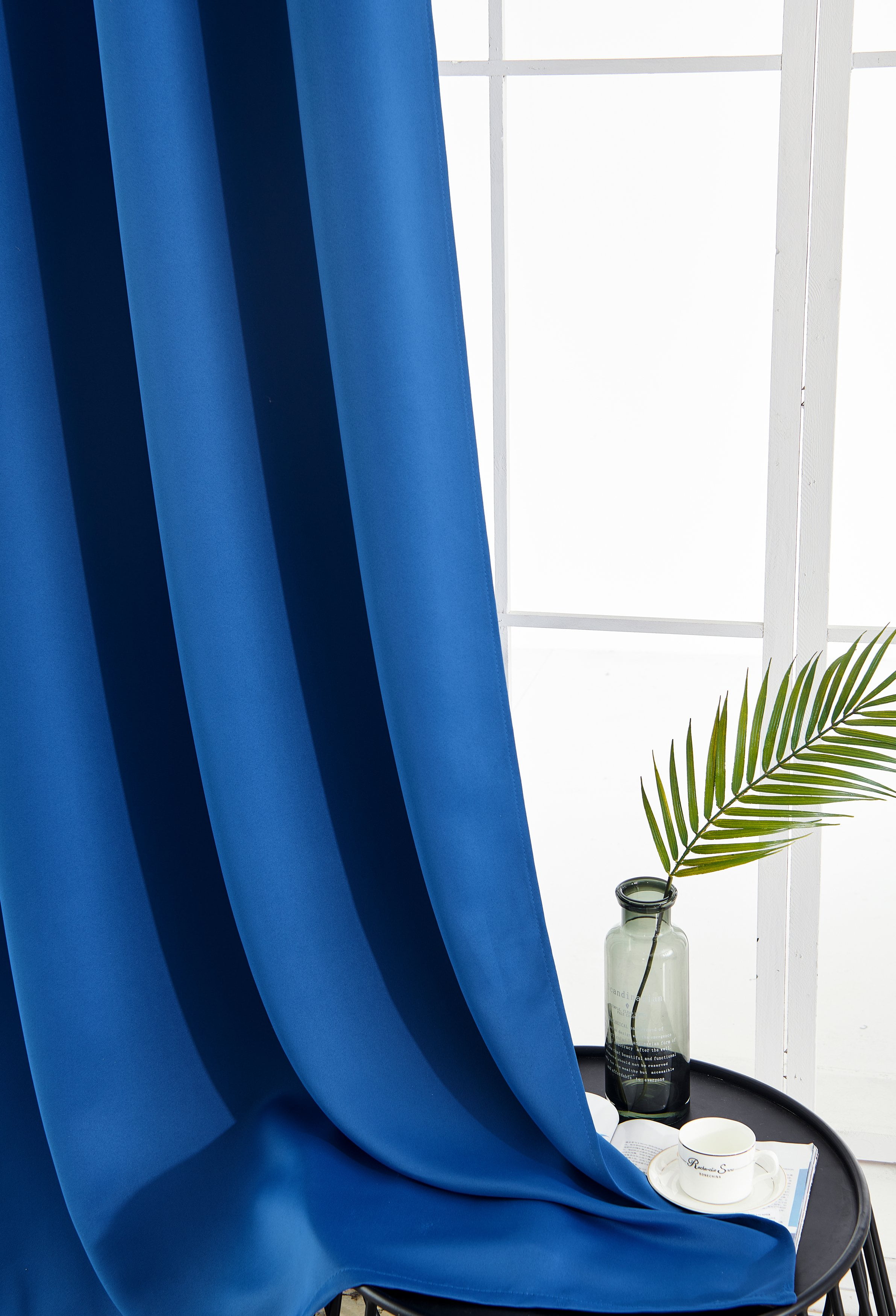 Ruthy's Textile 2 Piece Thermal Room Darkening Blackout Window Curtain Grommet Panels 54" X 84" Total Width 108" X 84" Classic Blue