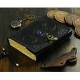 thumbnail image 3 of Vintage Leather Journal with Semi Precious Stone Black Triple Moon Design 200 pages Antique Deckle Edge Paper - Book of Shadows, Grimoire Journal, for Men and Women 7x5 inch, 3 of 6