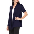 thumbnail image 3 of Women's Casual Short Sleeve Lightweight Loose Fit Solid Stretch Cardigan (Pack of 2), 3 of 5
