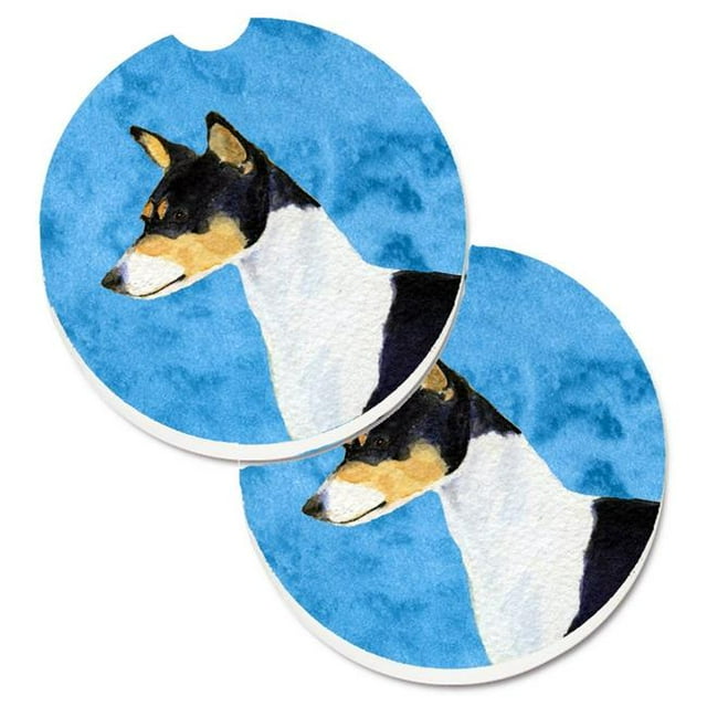 Blue Basenji Set of 2 Cup Holder Car Coaster