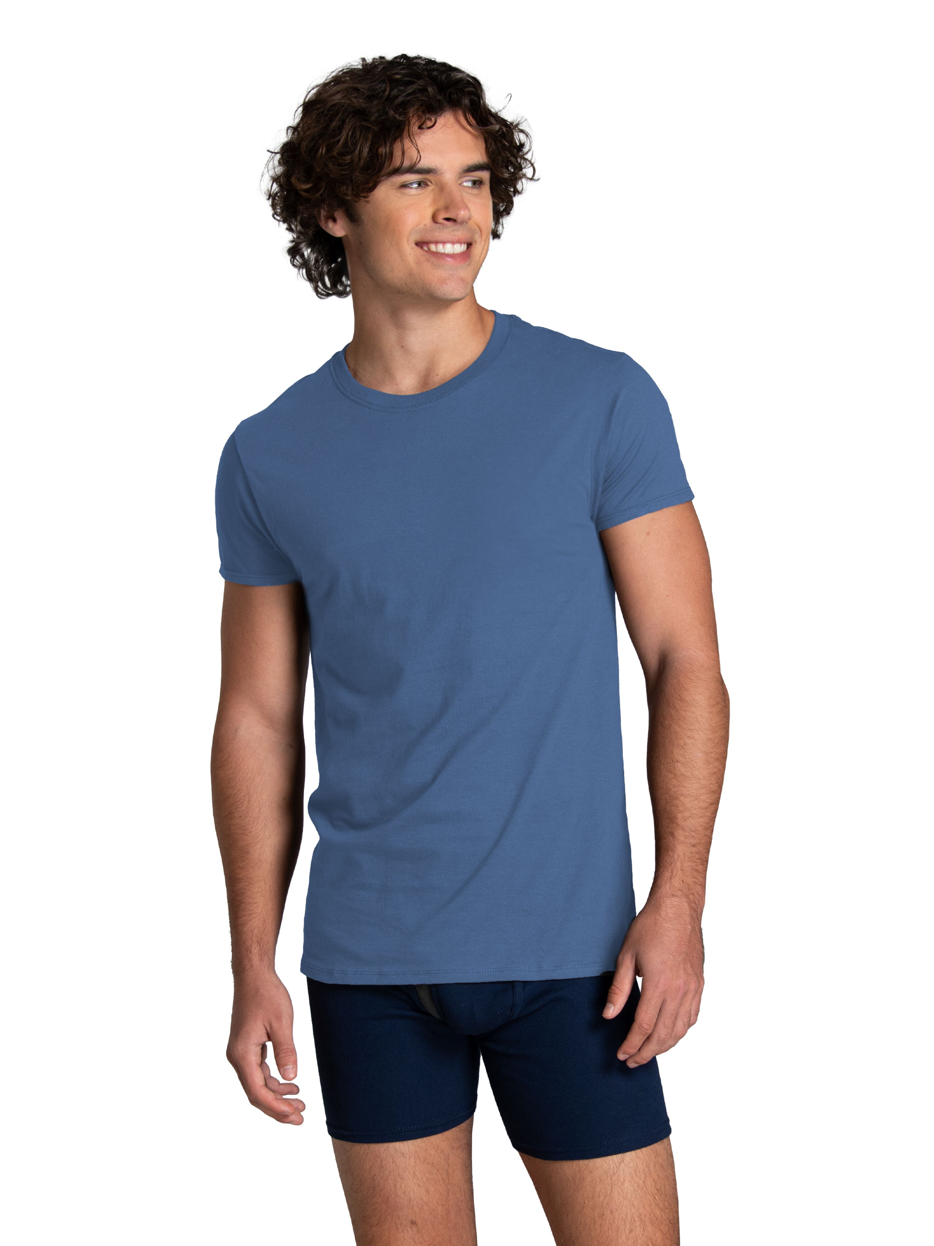 Men's EverSoft Crew Neck Undershirts, Moisture-Wicking Short Sleeve T-Shirts, Tag-Free Multipacks