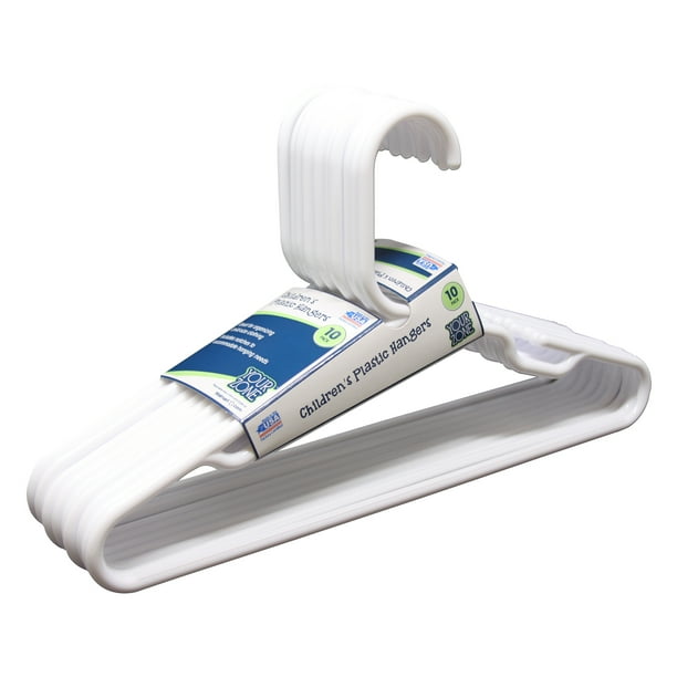 Your Zone Children's Clothing Hangers, 10 Pack, White, Sizes Up to 8