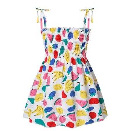 

Utoimkio Toddler Girl Dresses Clearance Sleeveless Casual Dresses for Girls Summer Toddler Baby Girls Sleeveless Suspender Dress Fruit Floral Children s Clothing