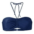 thumbnail image 1 of ¡Rebaja! Top de bikini Prolriy para mujer, de verano, con estampado de leopardo y estampado de leopardo, top de bikini bandeau, ropa de playa, sujetadores de baño para mujer, azul, XXL, 1 of 3
