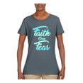 thumbnail image 2 of Wild Bobby, Faith Over Fear, Inspirational/Christian, Women Graphic Tee, Charcoal, XX-Large, 2 of 4