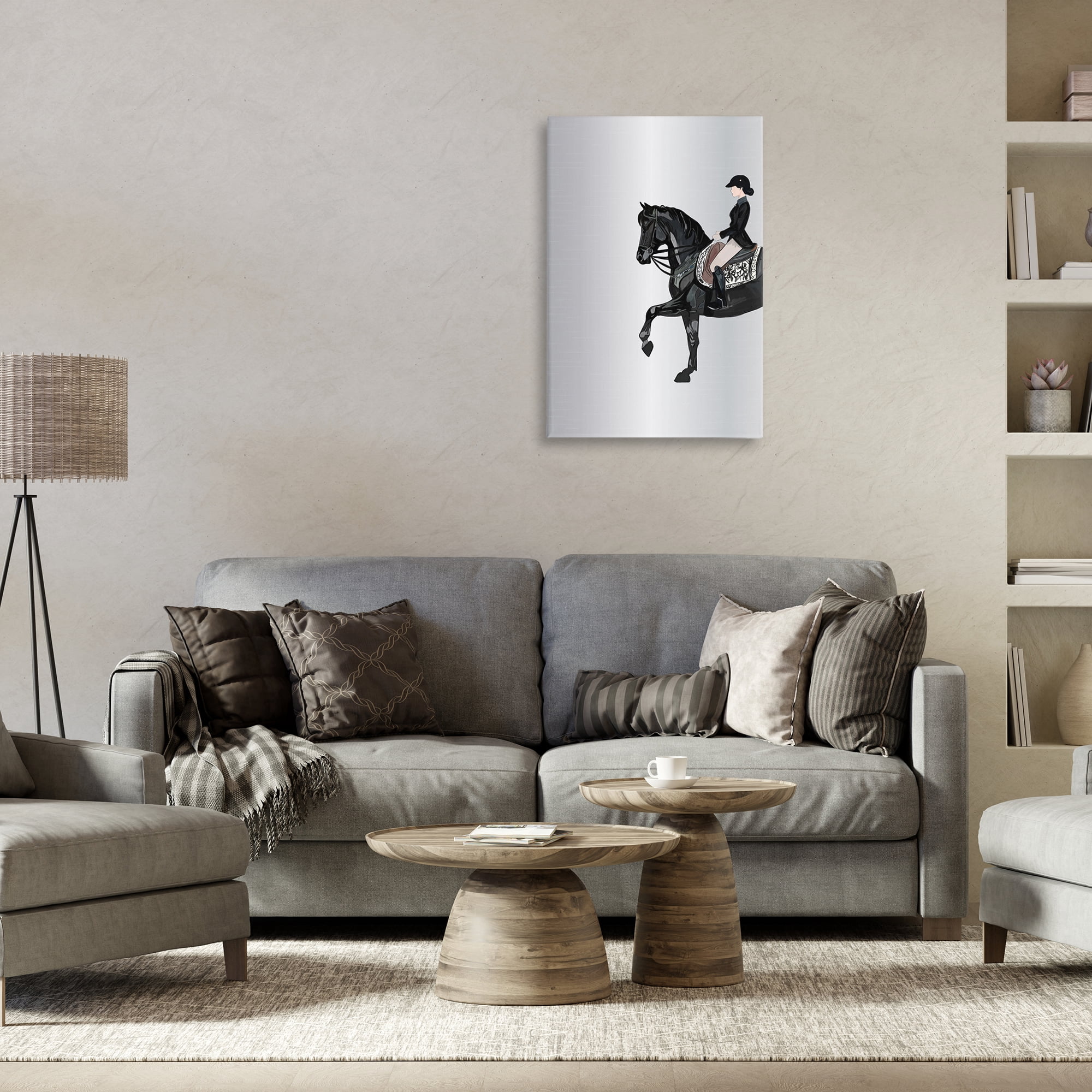 Stupell Industries Silver Rider Jockey Animals & Insects Painting Gallery Wrapped Canvas Art Print Wall Art, 20 x 30