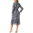 thumbnail image 3 of INSPIRE CHIC Women's Dress Floral Mock Neck Ruffle Long Sleeve Flowy Chiffon A-Line Midi Dresses Grey Blue XS, 3 of 6