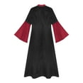 thumbnail image 3 of Aislor Women Color Block Mandarin Collar Flared Sleeves Gown Full Length Bodycon Dress Burgundy M, 3 of 7