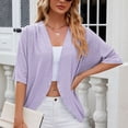 thumbnail image 2 of YONGHS Womens Open Front Cropped Cardigans Dropped Shrugs Top Bolero Coverup Cape for Evening Dress Purple XXL, 2 of 6