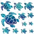 thumbnail image 1 of 12 piezas de pegatinas de pared tortuga marina azul CHAO decorativas para habitación de niños, 1 of 5