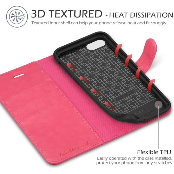TUCCH iPhone 8 / iPhone 7 Wallet Case, Folio Premium Leather Flip Cover with Card Slots Magnetic Closure TPU Shockproof