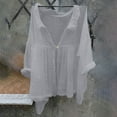 thumbnail image 7 of Womens Solid Cotton Linen Tops R, 7 of 7