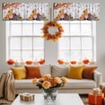 thumbnail image 4 of Fall Maple Valances for Windows, 42 x 18in, Gnome Pumpkin Sunflower Wood Grain Thanksgiving Rod Pocket Kitchen Valance Curtain Light Filtering Window Treatments for Living Room Bedroom, 1 Panel, 4 of 7