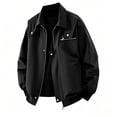 thumbnail image 4 of Men's Lightweight Flight Bomber Jacket Casual Workwear Windbreaker Zip Up Coat Spring Fall Streetwear with Zipper Pockets for Travel Work Size 4XL Black, 4 of 7