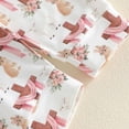 thumbnail image 7 of LIIPEE Girls Outfit Sets Casual Summer Cute Bunny Letter Embroidered Short Sleeve Crew Neck Bodysuit Graphic Pants Hat 3 Piece Set Baby Comfortable Breathable Soft Daily Clothing,Pink,6-9 Months, 7 of 7