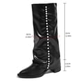 thumbnail image 4 of Gamivast Boots for Women Studded Faux Leather Knee High Boots Slouch Shaft Round Toe Low Heel Tall Boots for Outdoor Party Travel Casual Footwear Black 37, 4 of 7