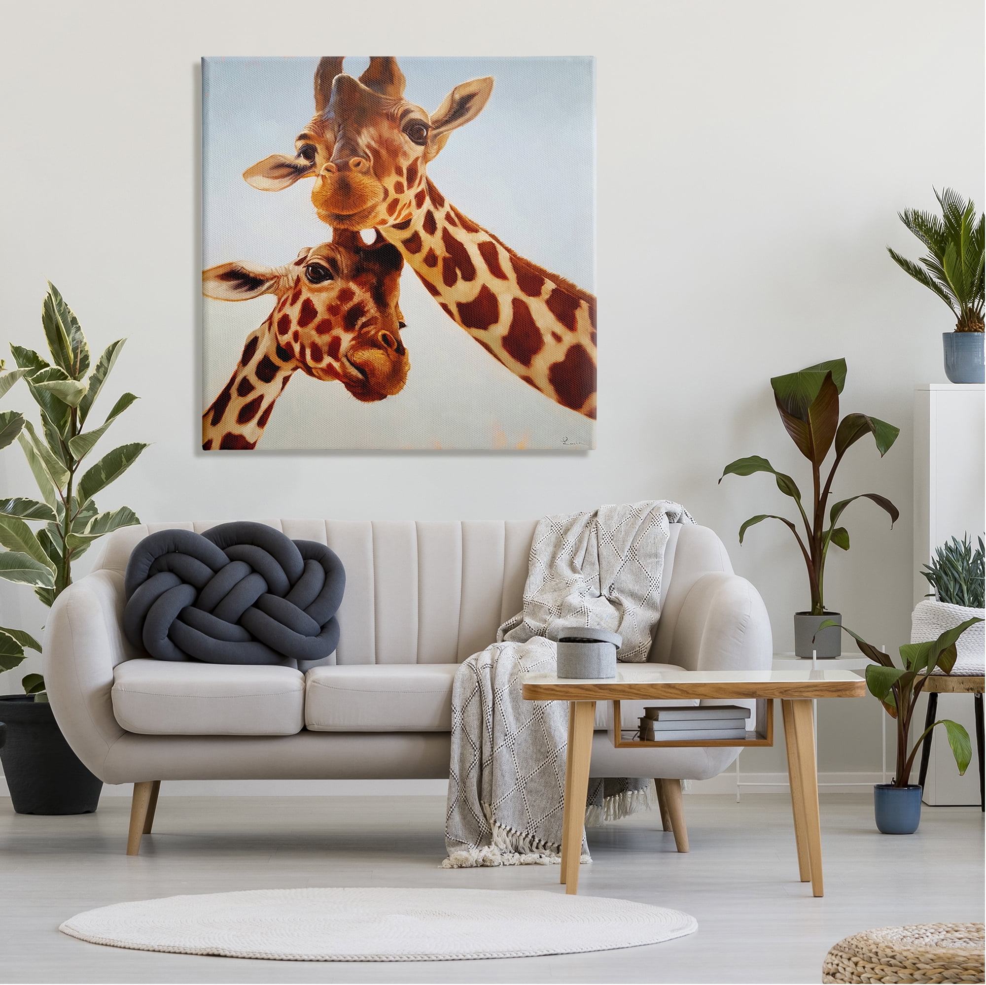Stupell Industries Happy Giraffe Duo Portrait Animals & Insects Painting Gallery Wrapped Canvas Print Wall Art