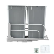 KFFKFF Pull-Out Trash Can, 27 QT x2 Dual Under-Mount Kitchen Waste Bins, Durable Recycling and Garbage Containers with Door-Mount Kit and Soft-Close Slides, Ideal for Kitchen Cabinets and Under Sink