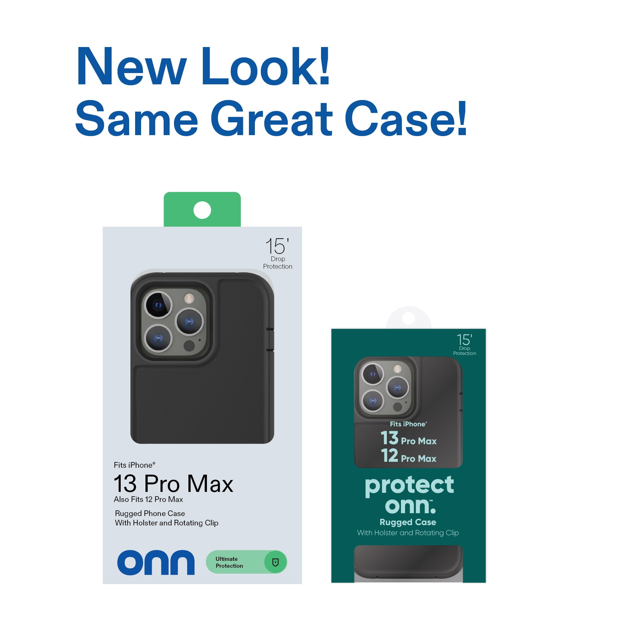 onn Rugged Phone Case with Holster for iPhone 13 Pro Max / iPhone 12 Pro Max - Black