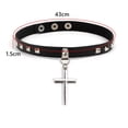 thumbnail image 2 of Punk Gótico Negro Pu Cuero Cruz Gargantilla Collar Retro Spike Remache Cuello Joyería Collar Ajustable Clavícula Cadena Advancent AP005981-00, 2 of 6