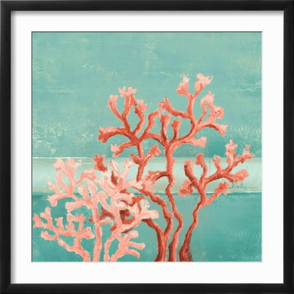 Art.com Teal Coral Reef II Art Print by Patricia Pinto, Black Frame Wall Art, 21" x 21"