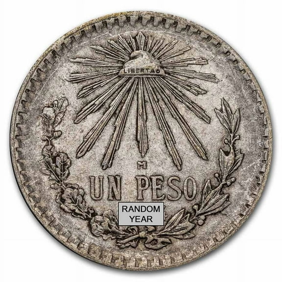 1920-1945 Silver Mexican 1 Peso Cap & Rays Avg Circ