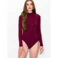 thumbnail image 4 of FashionMille Women's Shirred High Mock turtle Neck Long Sleeve Stretchy Jersey Leotard Top Bodysuit-FWT1302-2PK-BLACK/BURGUNDY-L, 4 of 4