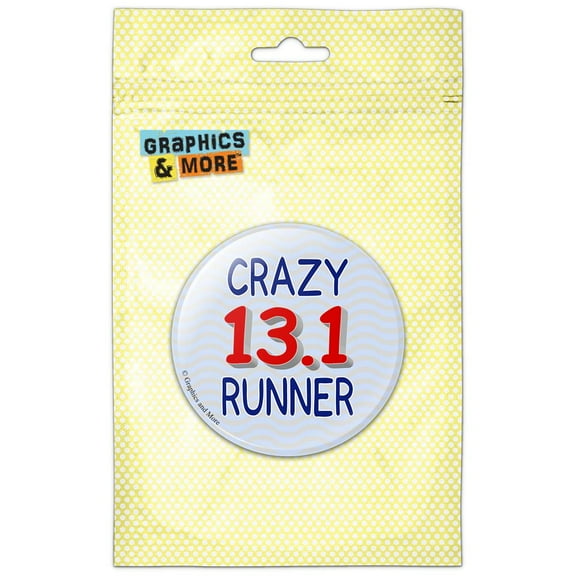Crazy 13.1 Runner Marathon Pinback Button Pin Badge