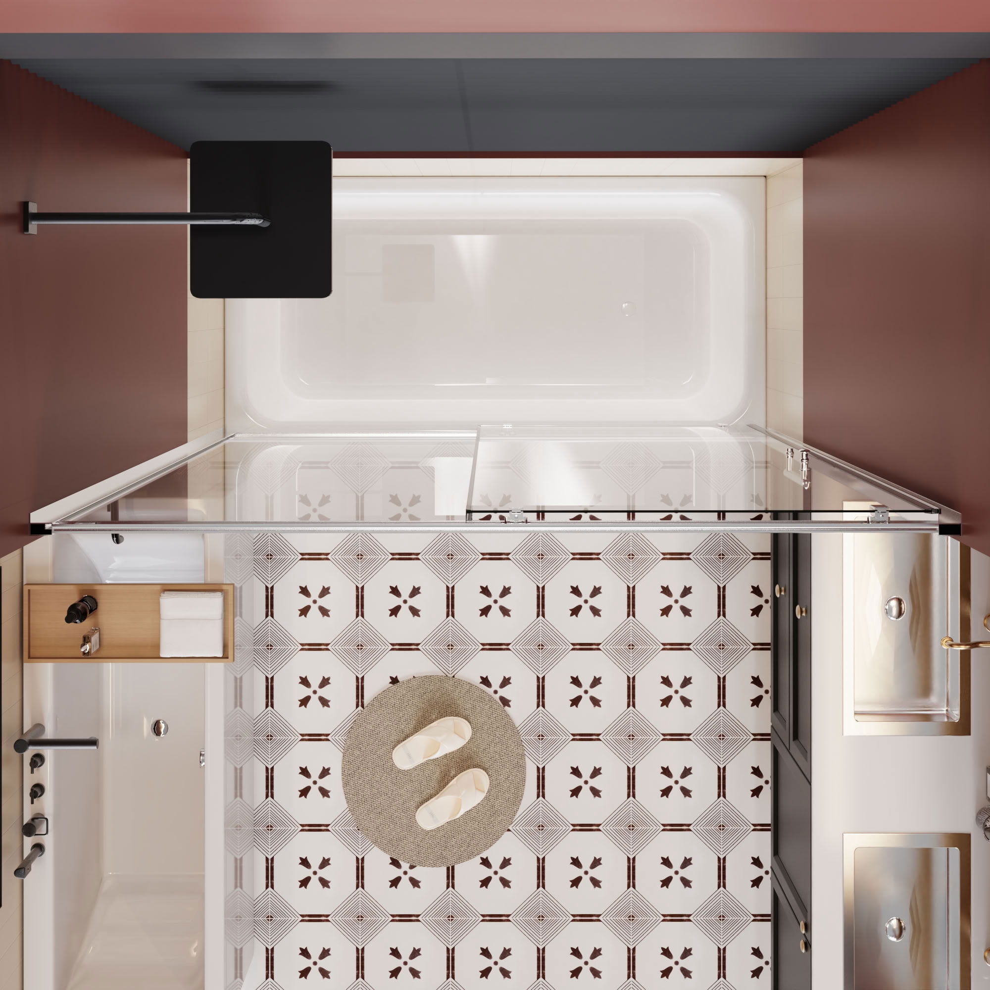 MAYEERTY Single Sliding Bathtub Door, 1/5" Tempered Glass with Stainless Steel Handle, Silent Sliding & Waterproof