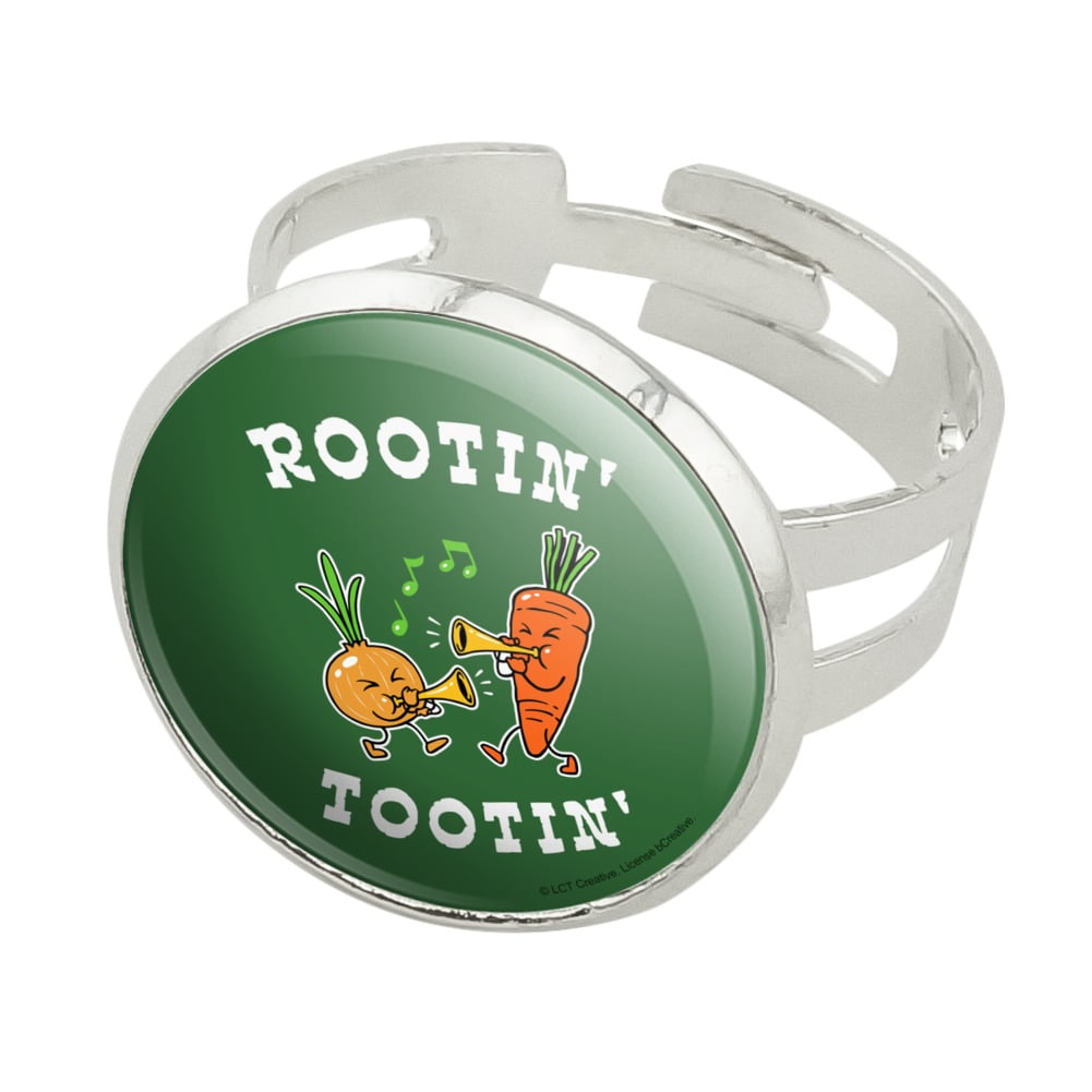 GRAPHICS & MORE Rootin' Tootin' Root Vegetables Funny Humor Novelty Silver Plated Metal Cuff Bangle Bracelet