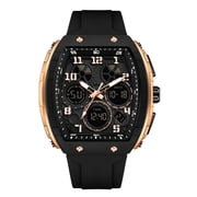 Findtime Designer Watches for Men Causal Quartz Dress Wrist Watch Unique Rectangle Dial White Wristwatch with Digital Analog Dual Time Display Countdown
