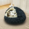 thumbnail image 5 of Cat Bed Round Plush Fluffy Hooded Cat Bed Cave, Cozy for Indoor Cats or Small Dog beds, Soothing Pet Beds Doughnut Calm Anti-nxiety Dog Bed - Waterproof Bottom Washable (23×23inch, Dark Grey), 5 of 11