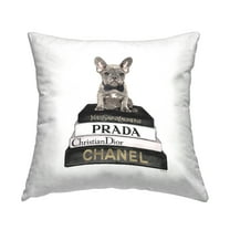 Stupell Industries Dog & Glam Books Decorative Printed Throw Pillow, 18 x 18
