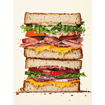 Delicious Sandwich Canvas Art Print, Suitable for Kitchen, Dining Room, Restaurant, Cafe, and Home Decoration.
