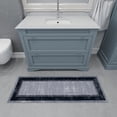 thumbnail image 2 of Ottomanson Border Bathroom Runner Rug 20" x 59" - Non Slip Low Pile Carpet, Gray/Navy, 2 of 13